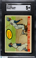 Hank Aaron 1959 Topps Baseball Thrills Milwaukee Braves #467 SGC 5