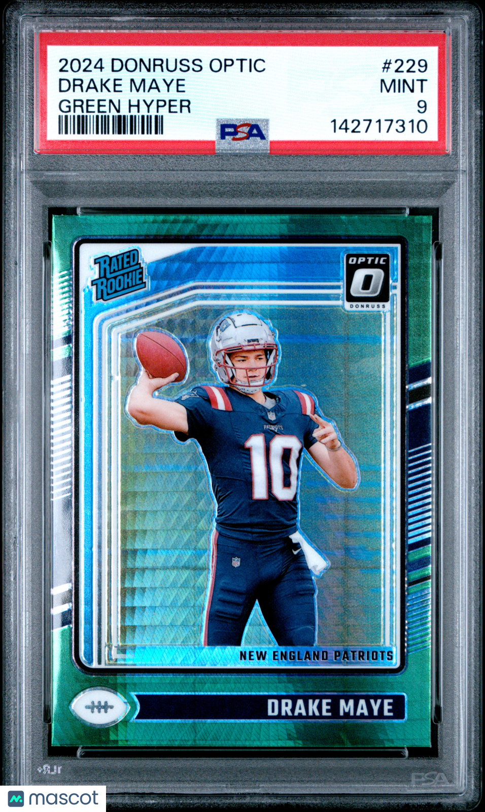 Drake Maye 2024 Optic Rated Rookie Green Hyper RC New England Patriots PSA 9