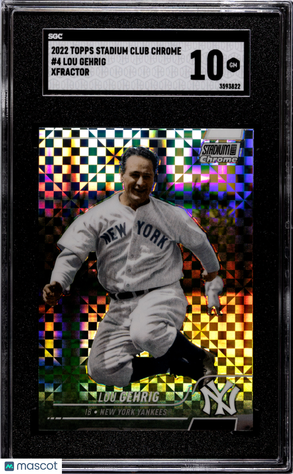 Lou Gehrig 2022 Topps Stadium Club Chrome Xfractor New York Yankees SGC 10