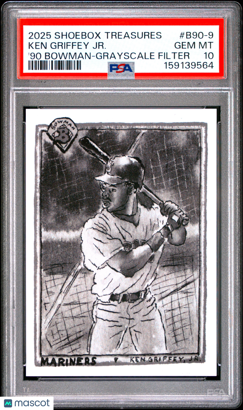 Ken Griffey Jr. 2025 Topps Shoebox Treasures '90 Bowman Grayscale 20/75 PSA 10