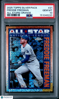 Freddie Freeman 2025 Topps Chrome '90 Orange Refractor Dodgers 13/25 PSA 10