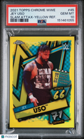 Jey Uso 2021 Topps Chrome WWE Slam Attax Yellow Refractor 93/99 PSA 10