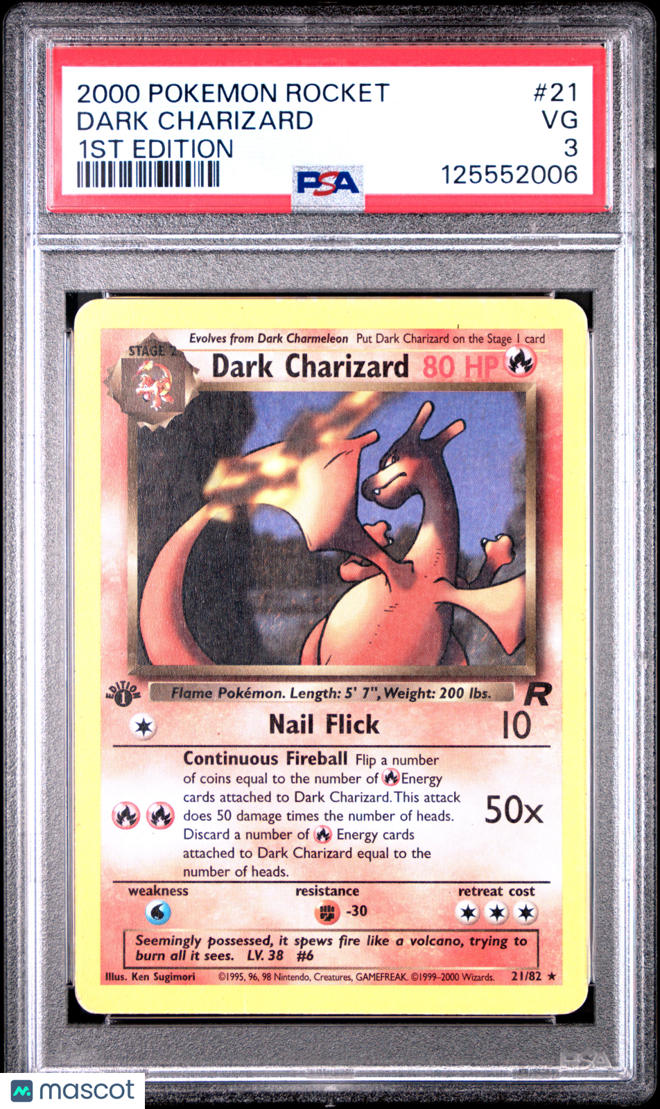 Dark Charizard 2000 Pokemon Rocket 1st Edition PSA 3 #21