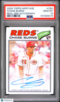 Chase Burns 2026 Topps Heritage Real One Auto Autograph RC Reds PSA 10