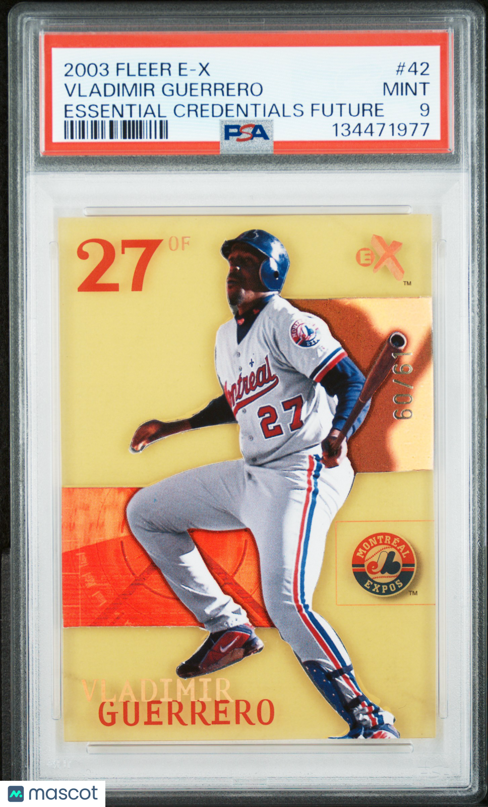 Vladimir Guerrero 2003 Fleer E-X Essential Credentials Future Expos 60/61 PSA 9