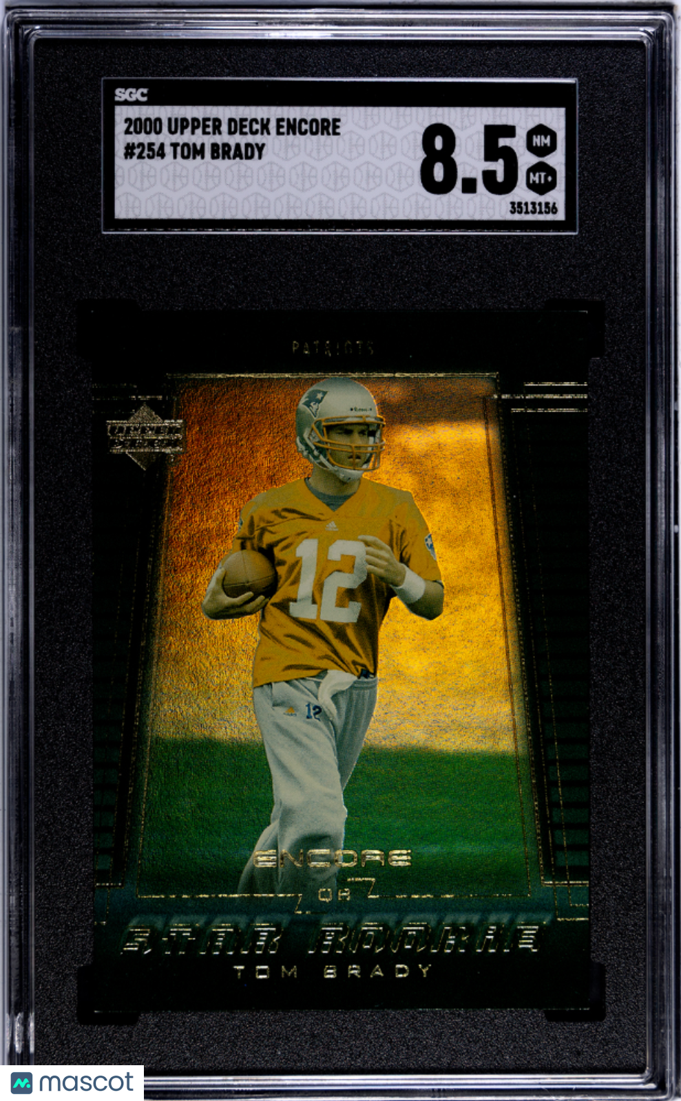 Tom Brady 2000 Upper Deck Encore Rookie RC New England Patriots SGC 8.5