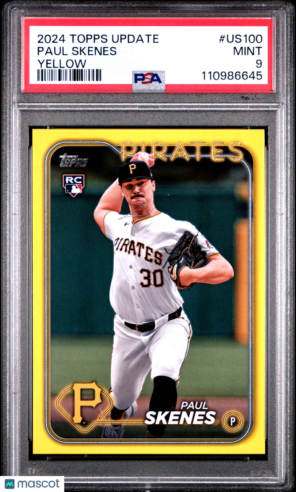 Paul Skenes 2024 Topps Update Yellow Rookie RC Pittsburgh Pirates #US100 PSA 9