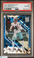 Dak Prescott 2021 Elite Blue Status Explosion Dallas Cowboys 17/275 PSA 10