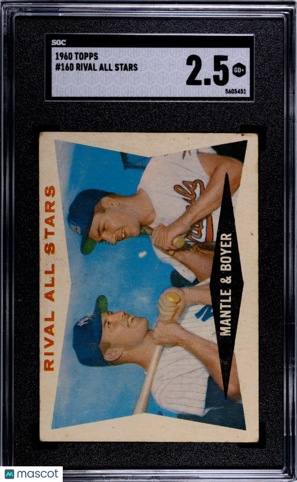 Mickey Mantle Rival All Stars 1960 Topps New York Yankees #160 SGC 2.5
