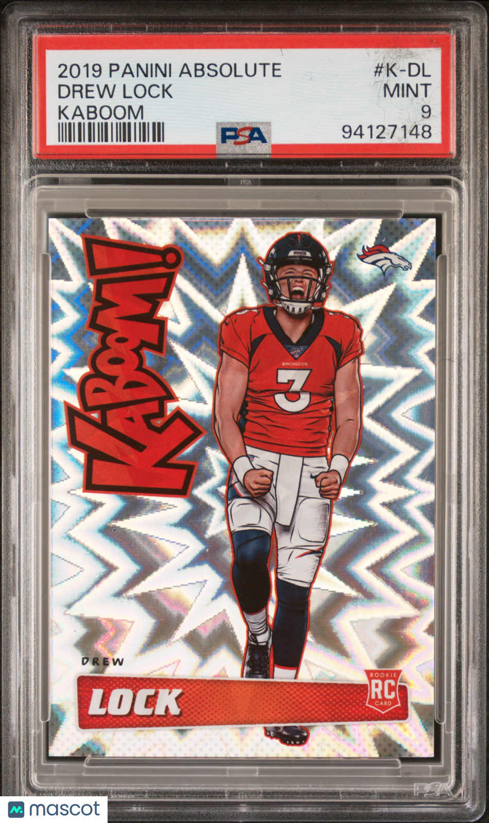 Drew Lock 2019 Absolute KABOOM SSP CASE HIT SSP RC Denver Broncos PSA 9
