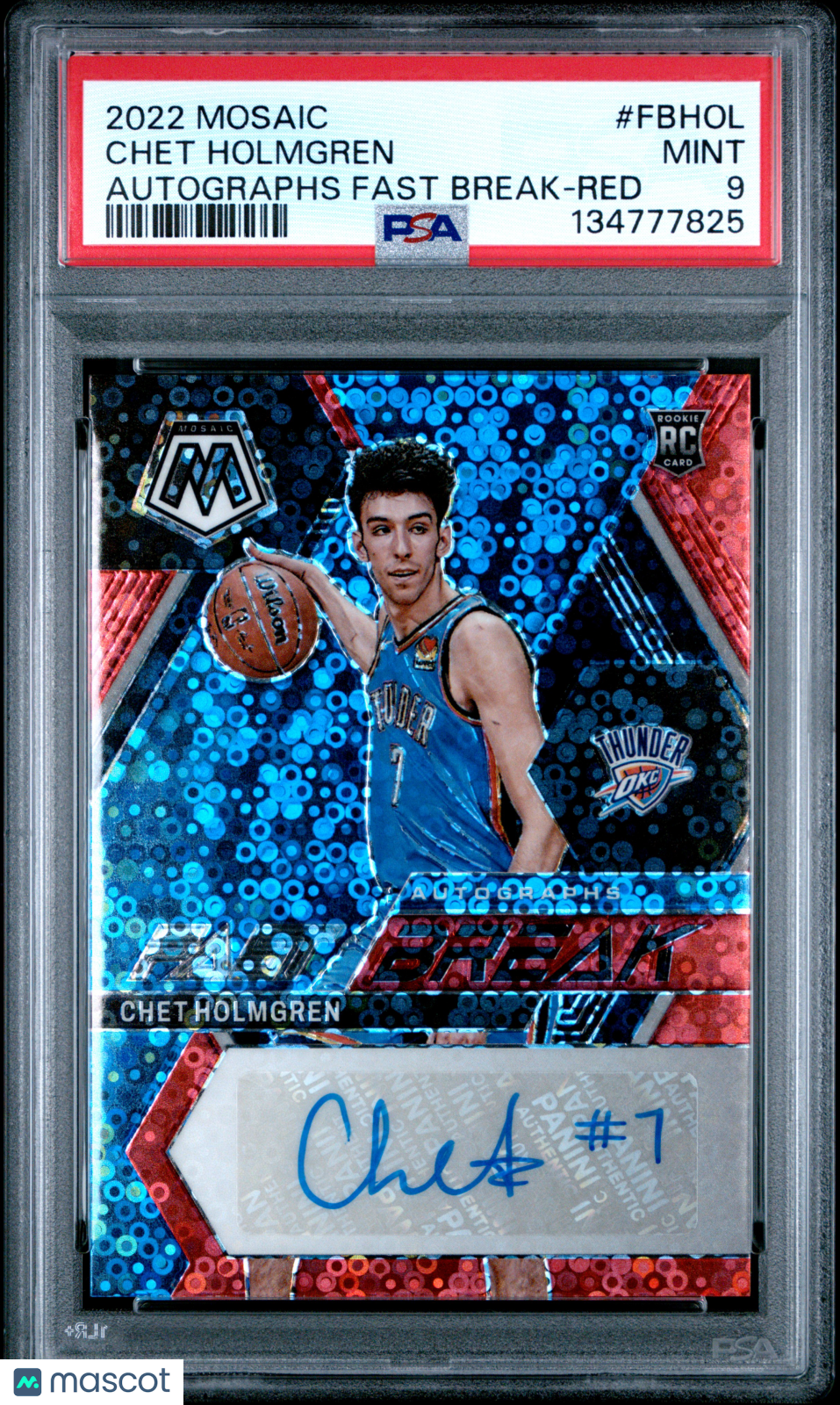 Chet Holmgren 2022-23 Mosaic Fastbreak Red Auto Autograph RC Thunder 31/49 PSA 9