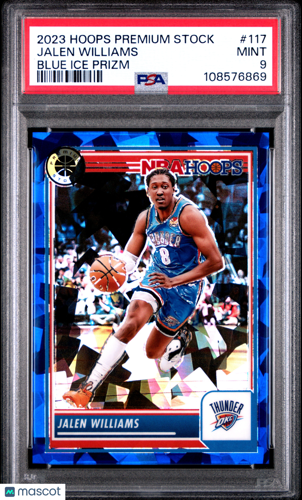 Jalen Williams 2023-24 Hoops Blue Ice Prizm OKC Thunder /99 PSA 9