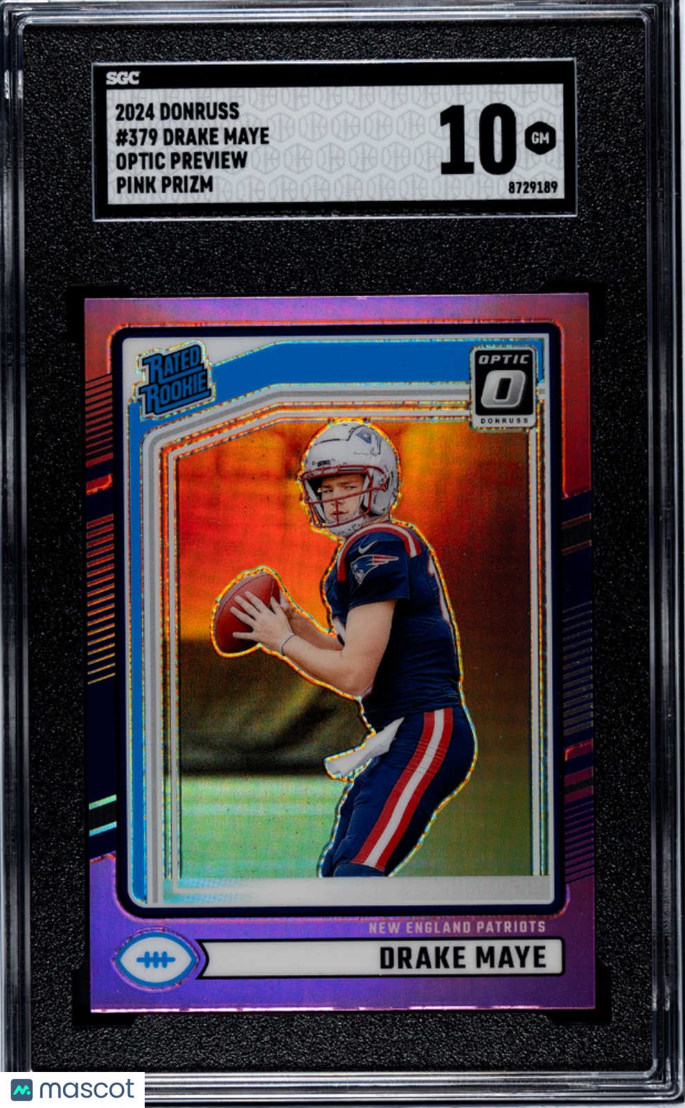 Drake Maye 2024 Optic Preview Rated Rookie RC Pink New England Patriots SGC 10