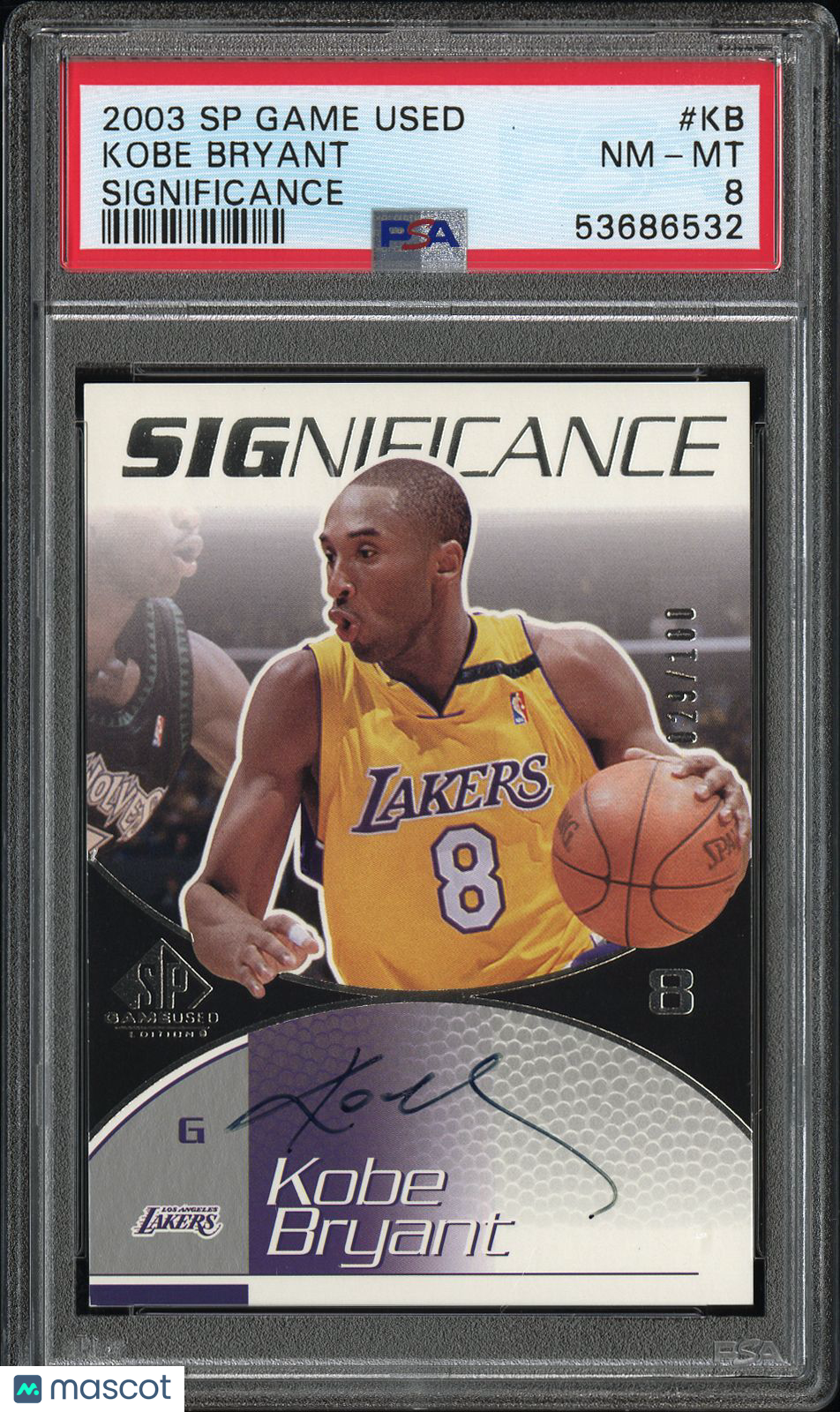 Kobe Bryant 2003 SP Significance Auto Autograph Los Angeles Lakers 29/100 PSA 8