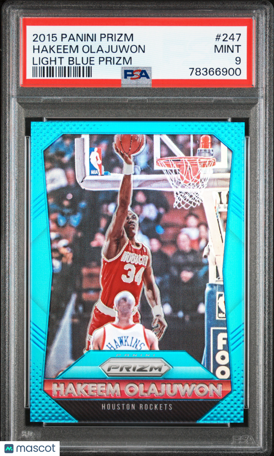 Hakeem Olajuwon 2015-16 Prizm Light Blue Prizm Houston Rockets 86/199 PSA 9