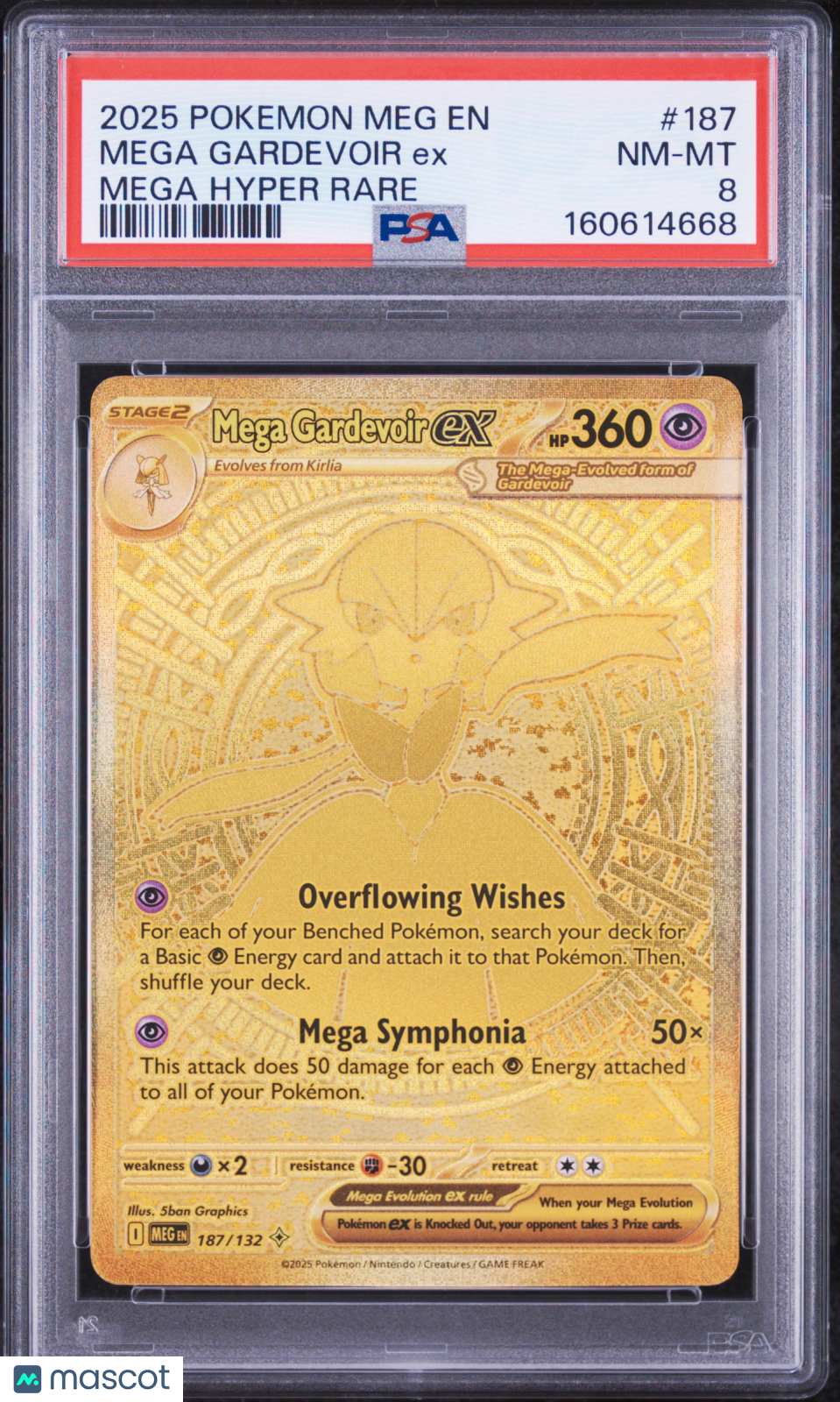 Mega Gardevoir EX 2025 Pokemon Mega Evolution Hyper Rare PSA 8 #187