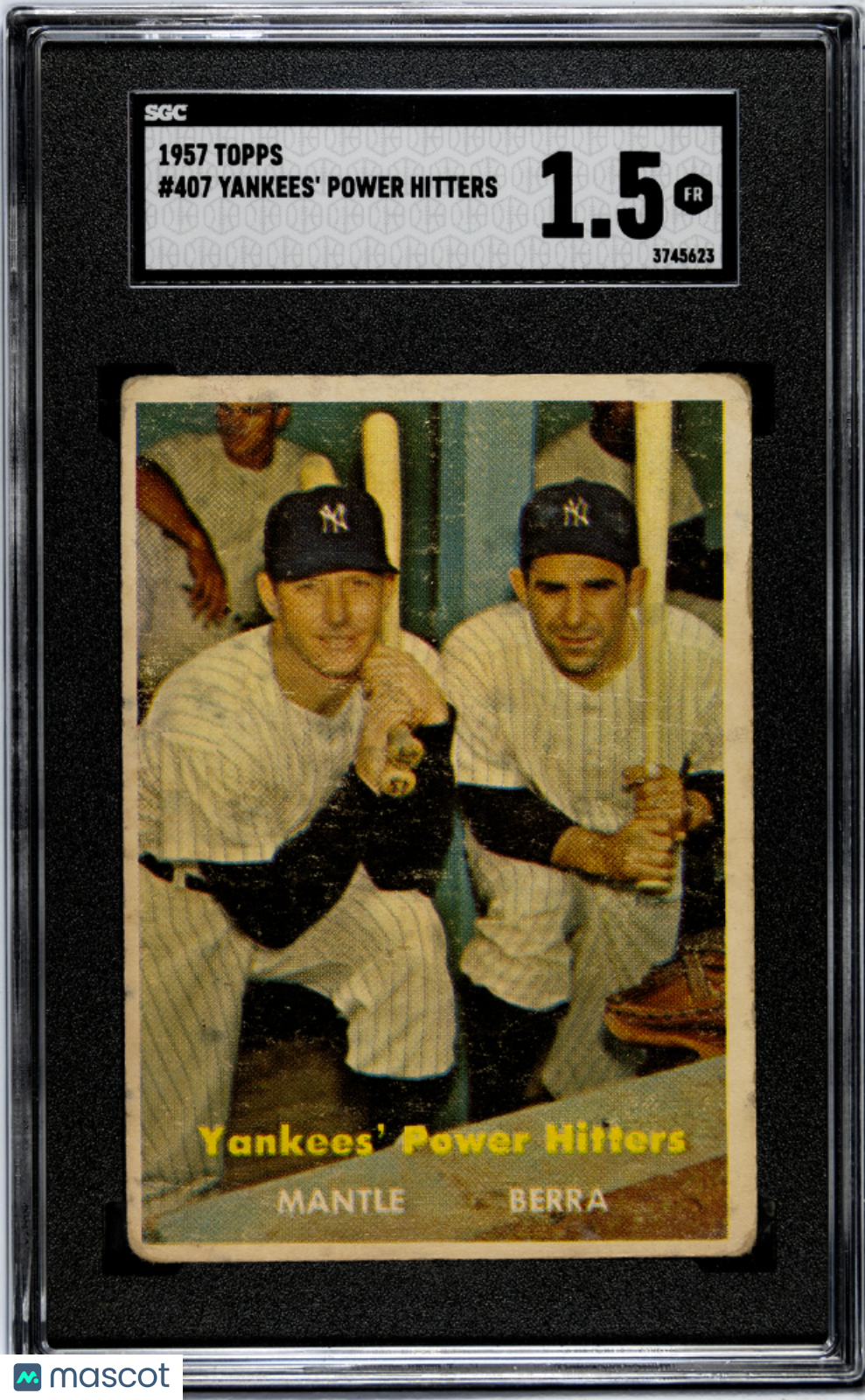 Yankees' Power Hitters 1957 Topps Mickey Mantle New York Yankees #407 SGC 1.5