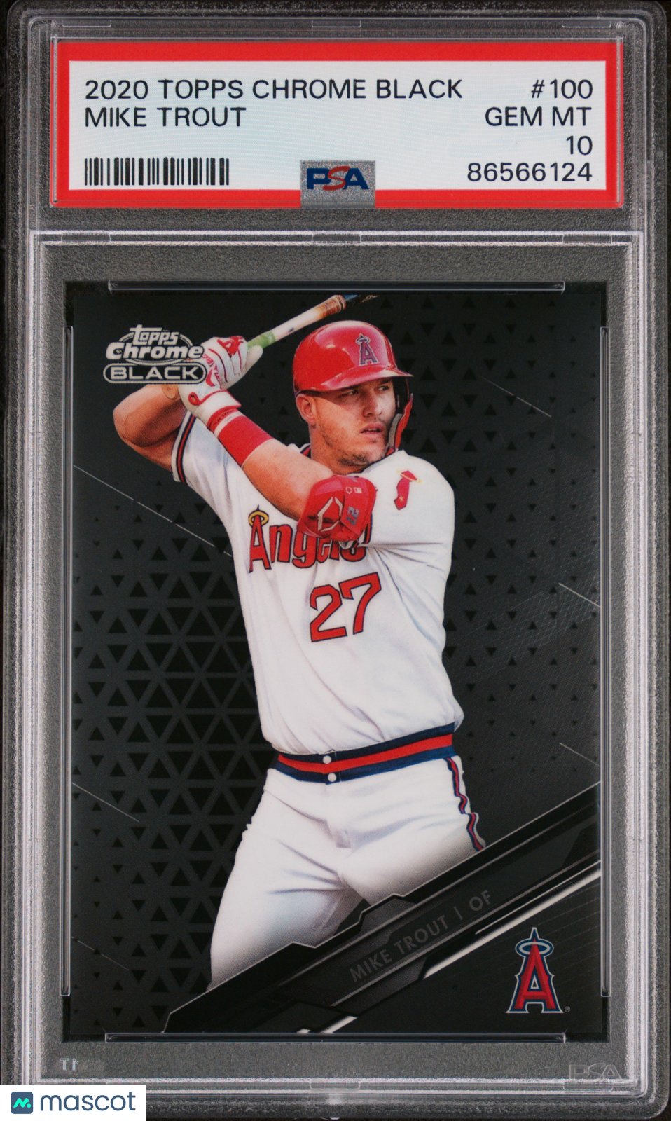 Mike Trout 2020 Topps Chrome Black Card Los Angeles Angels #100 PSA 10