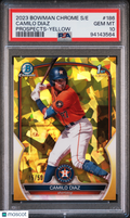 Camilo Diaz 2023 Bowman Chrome Sapphire Edition Prospects Yellow /50 PSA 10