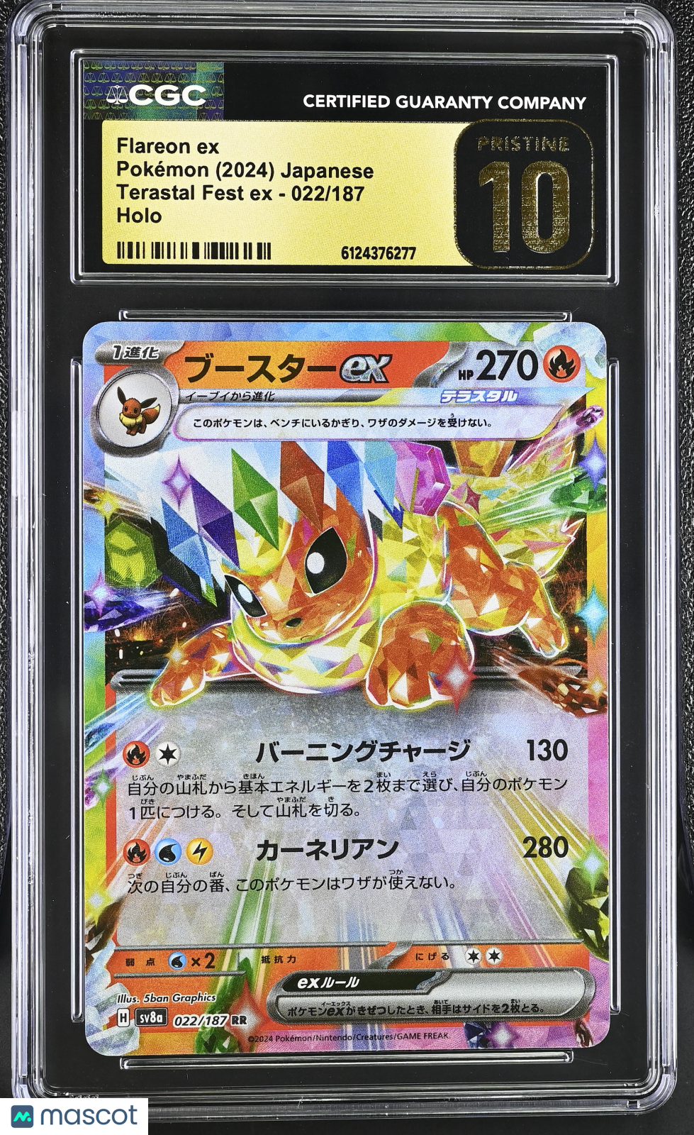 Flareon ex 2024 Pokemon Terastal Fest EX Holo Japanese CGC 10 #022/187