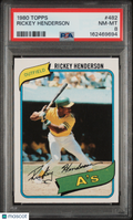 Rickey Henderson 1980 Topps Rookie Card RC Oakland Athletics #482 PSA 8