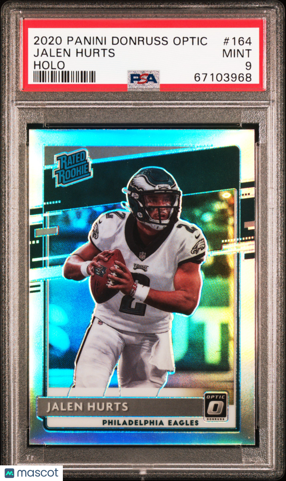 Jalen Hurts 2020 Optic Rated Rookie RC Holo Philadelphia Eagles #164 PSA 9