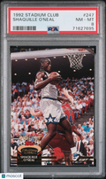 Shaquille O'Neal 1992-93 Stadium Club Rookie RC Orlando Magic #247 PSA 8