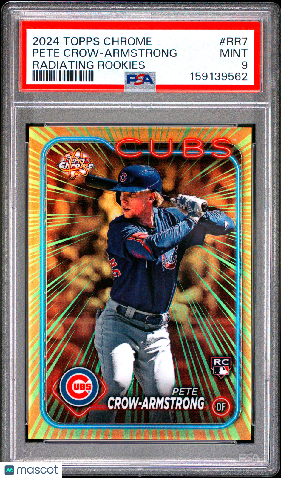 Pete Crow-Armstrong 2024 Topps Chrome Radiating Rookies SSP RC Cubs PSA 9
