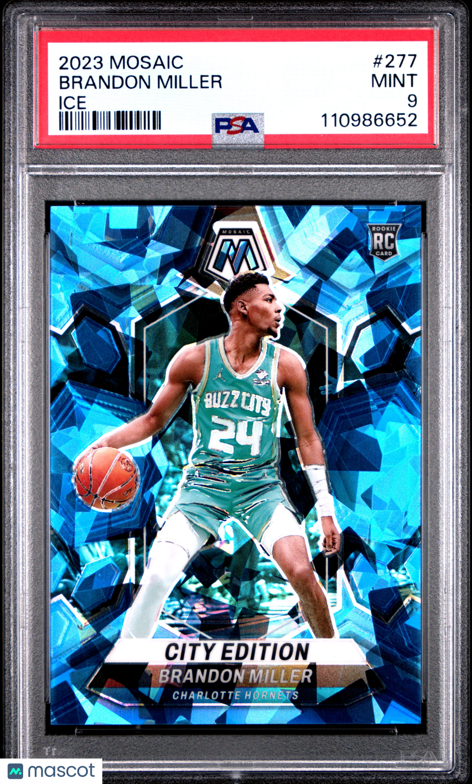 Brandon Miller 2023-24 Mosaic Ice Rookie RC Charlotte Hornets 100/125 PSA 9