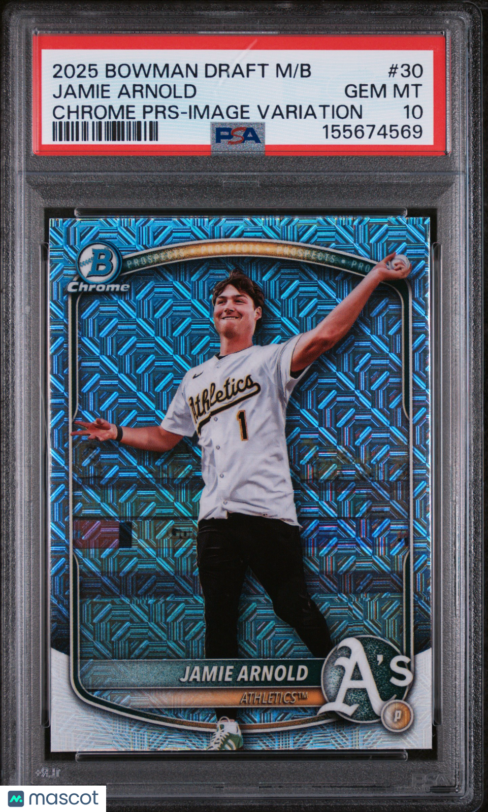 Jamie Arnold 2025 Bowman Chrome Image Variation SSP RC Athletics PSA 10