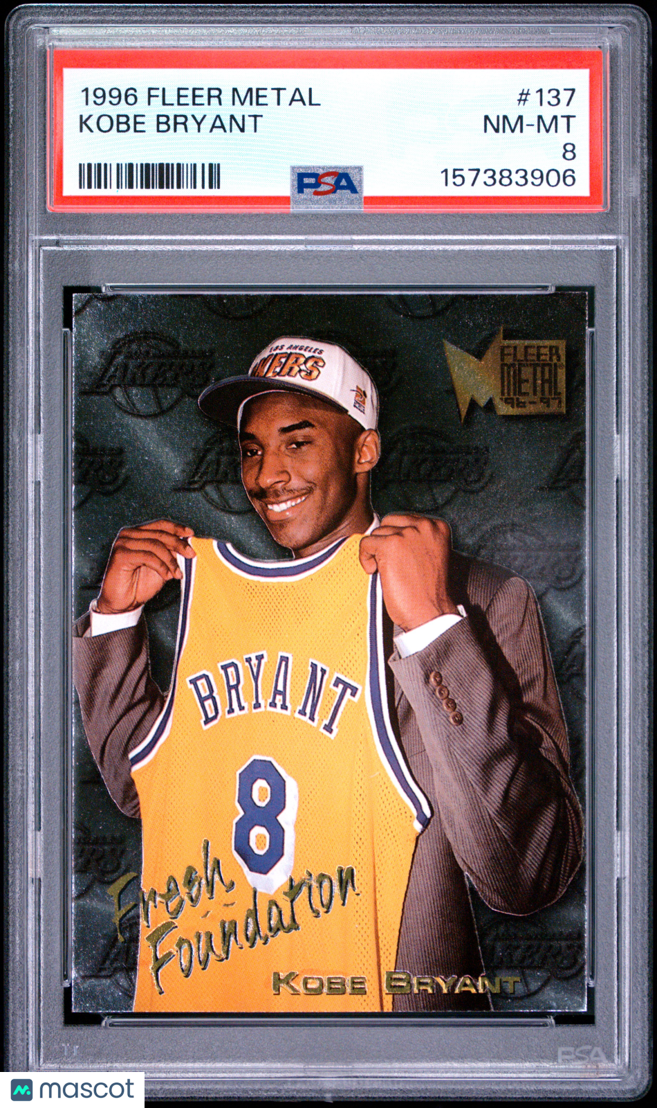 Kobe Bryant 1996-97 Fleer Metal Fresh Foundation Rookie RC LA Lakers PSA 8