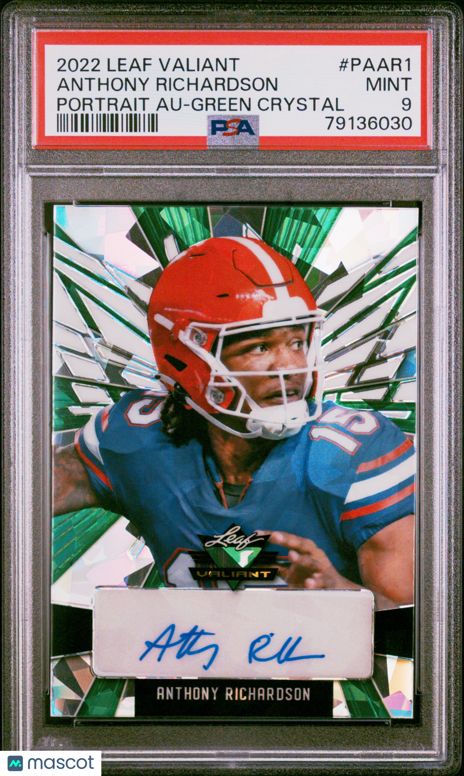 Anthony Richardson 2022 Leaf Valiant Auto Autograph RC Florida 9/30 PSA 9