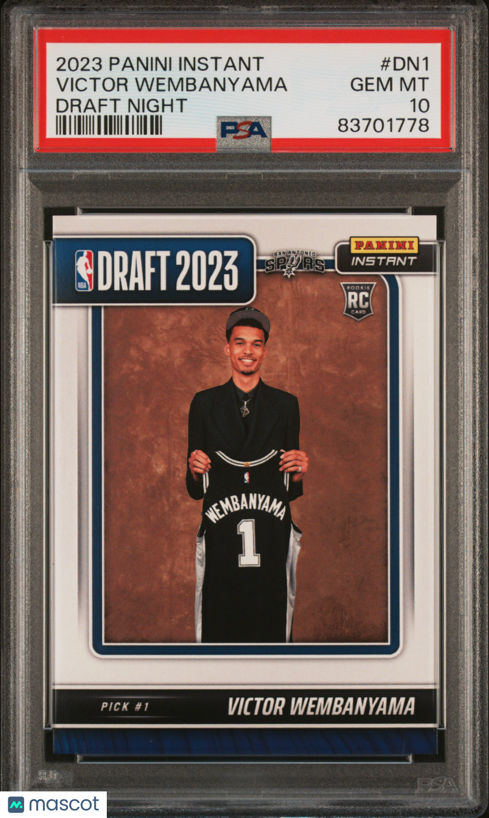 Victor Wembanyama 2023 Panini Instant Draft Night Rookie Spurs /31324 PSA 10