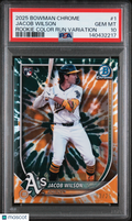 Jacob Wilson 2025 Bowman Chrome Rookie Color Run Variation RC A's 3/25 PSA 10