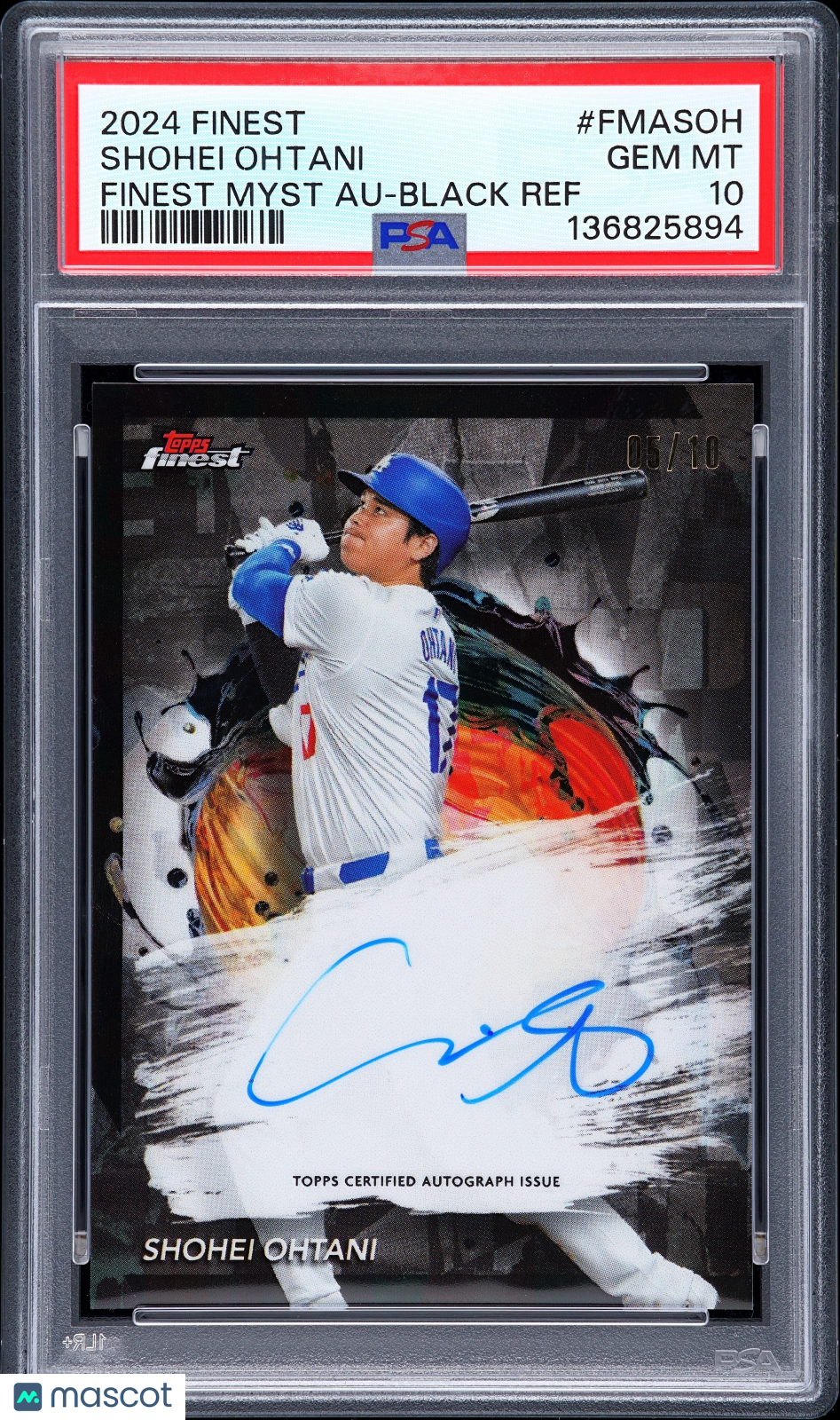 Shohei Ohtani 2024 Topps Finest Auto Autograph Black LA Dodgers 5/10 PSA 10