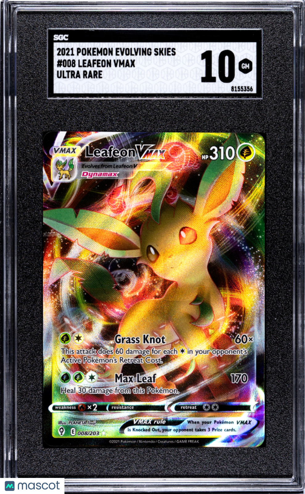 Leafeon VMAX 2021 Pokemon Evolving Skies SGC 10 #008