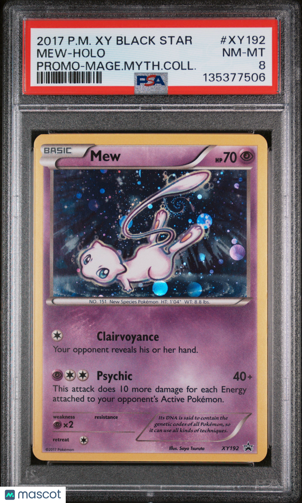Mew 2017 Pokemon Xy Black Star Promo Holo Promo-Mage.Myth.Coll. PSA 8 #XY192