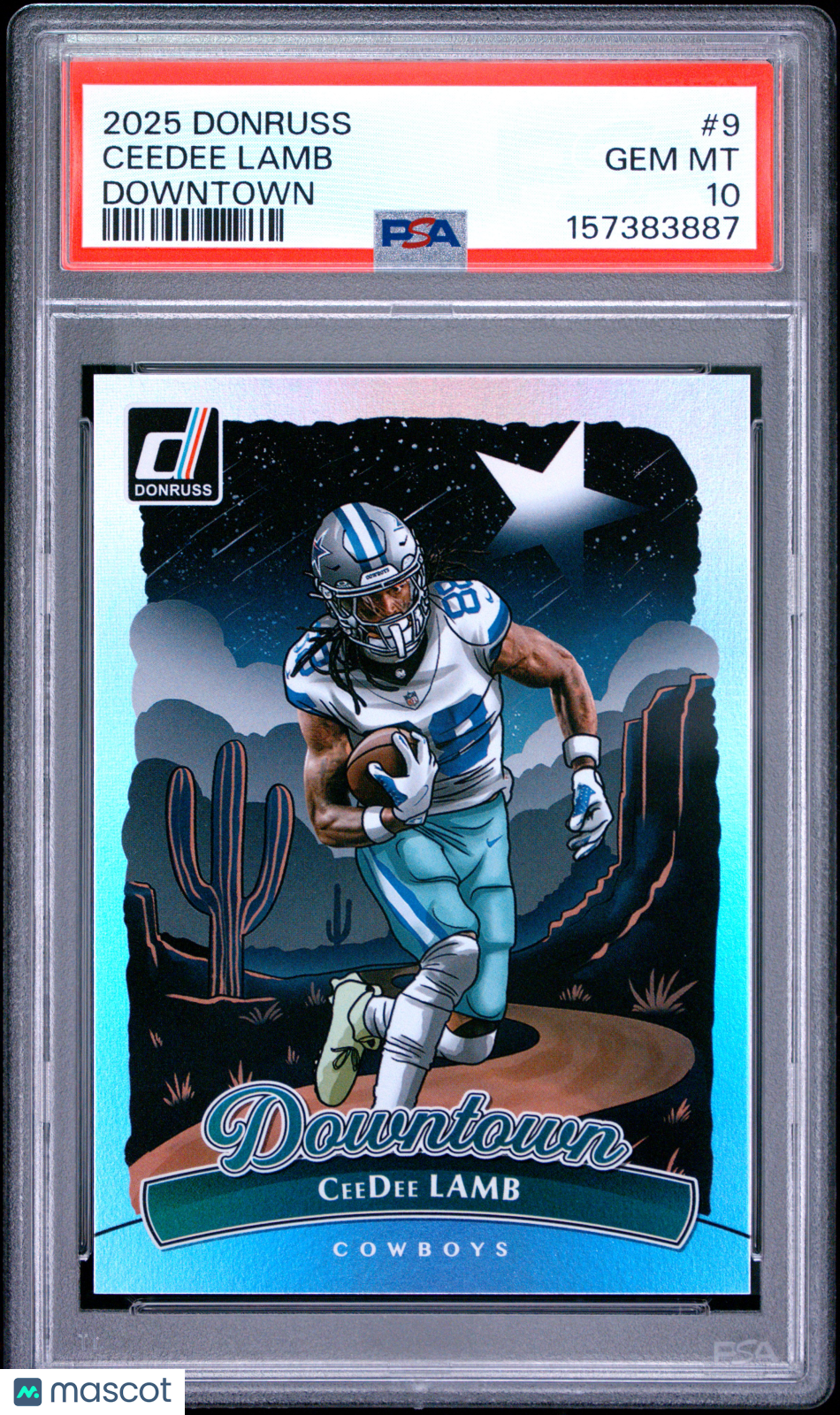 Ceedee Lamb 2025 Donruss DOWNTOWN CASE HIT Dallas Cowboys PSA 10