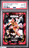 Caitlin Clark 2024 Prizm Draft Picks Red Ice Prizm Rookie RC Iowa #57 PSA 10