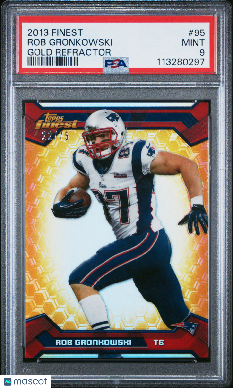 Rob Gronkowski 2013 Topps Finest GOLD Refractor New England Patriots 22/75 PSA 9