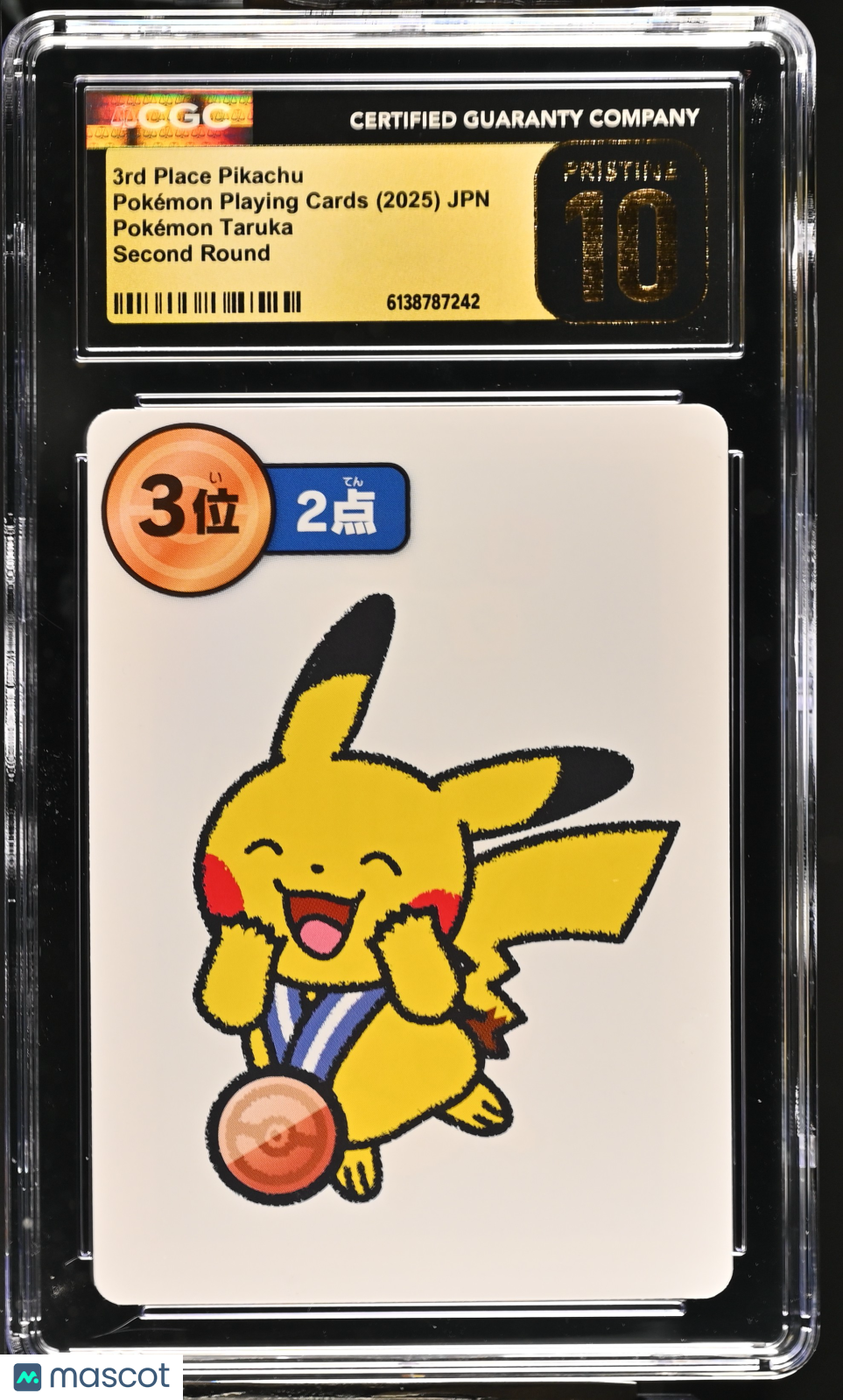 3rd Place Pikachu 2025 Pokemon Playing Cards Pokemon Taruka Second Round CGC 10