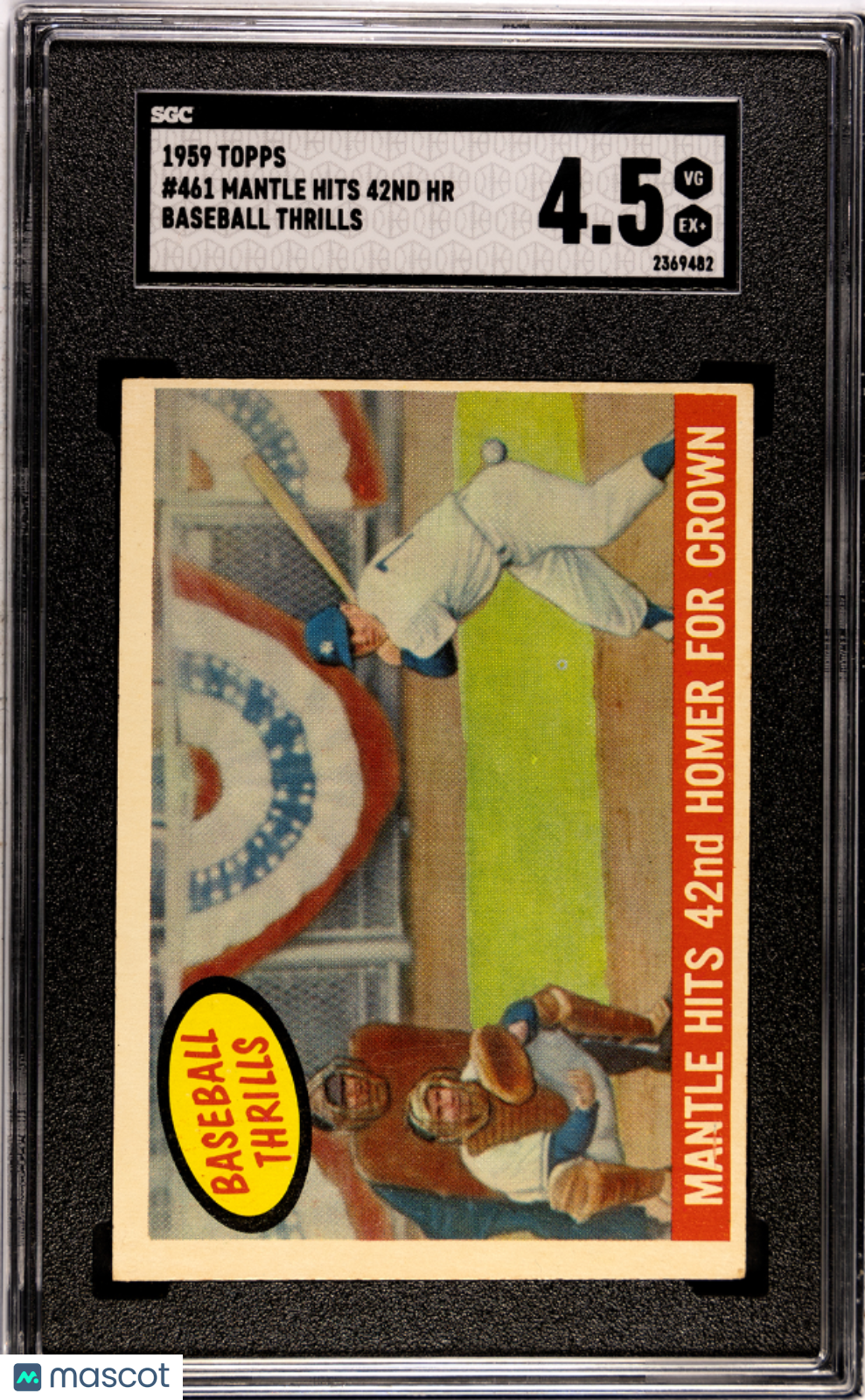 Mickey Mantle Hits 42nd HR 1959 Topps Baseball Thrills New York Yankees SGC 4.5