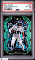 Justin Jefferson 2025 Select Suite Green Disco Minnesota Vikings 1/5 PSA 10