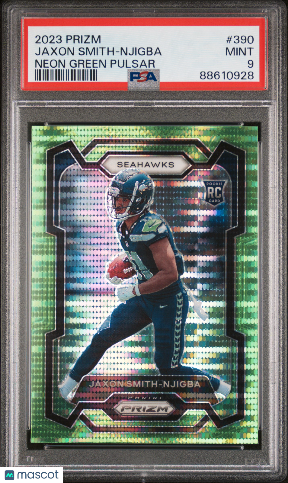 Jaxon Smith-Njigba 2023 Prizm Neon Green Pulsar Rookie RC Seahawks #390 PSA 9