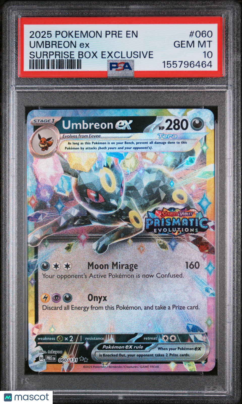 Umbreon EX 2025 Pokemon Prismatic Evolutions Surprise Box Promo PSA 10 #060