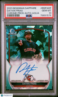 Dayan Frias 2023 Bowman Chrome Sapphire 1st Auto Autograph Guardians /99 PSA 10