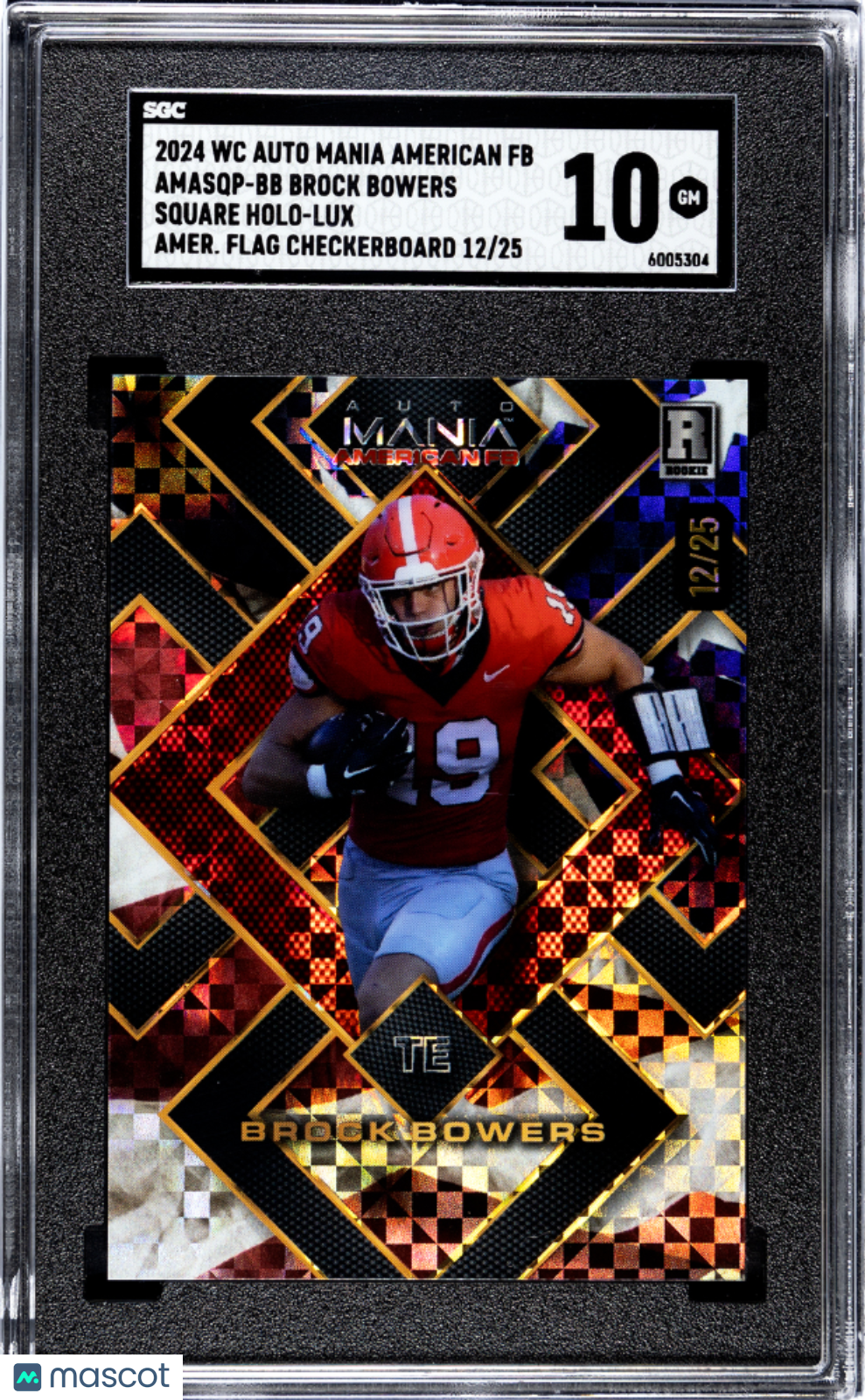 Brock Bowers 2024 Wild Card Rookie RC Georgia Bulldogs Raiders 12/25 SGC 10
