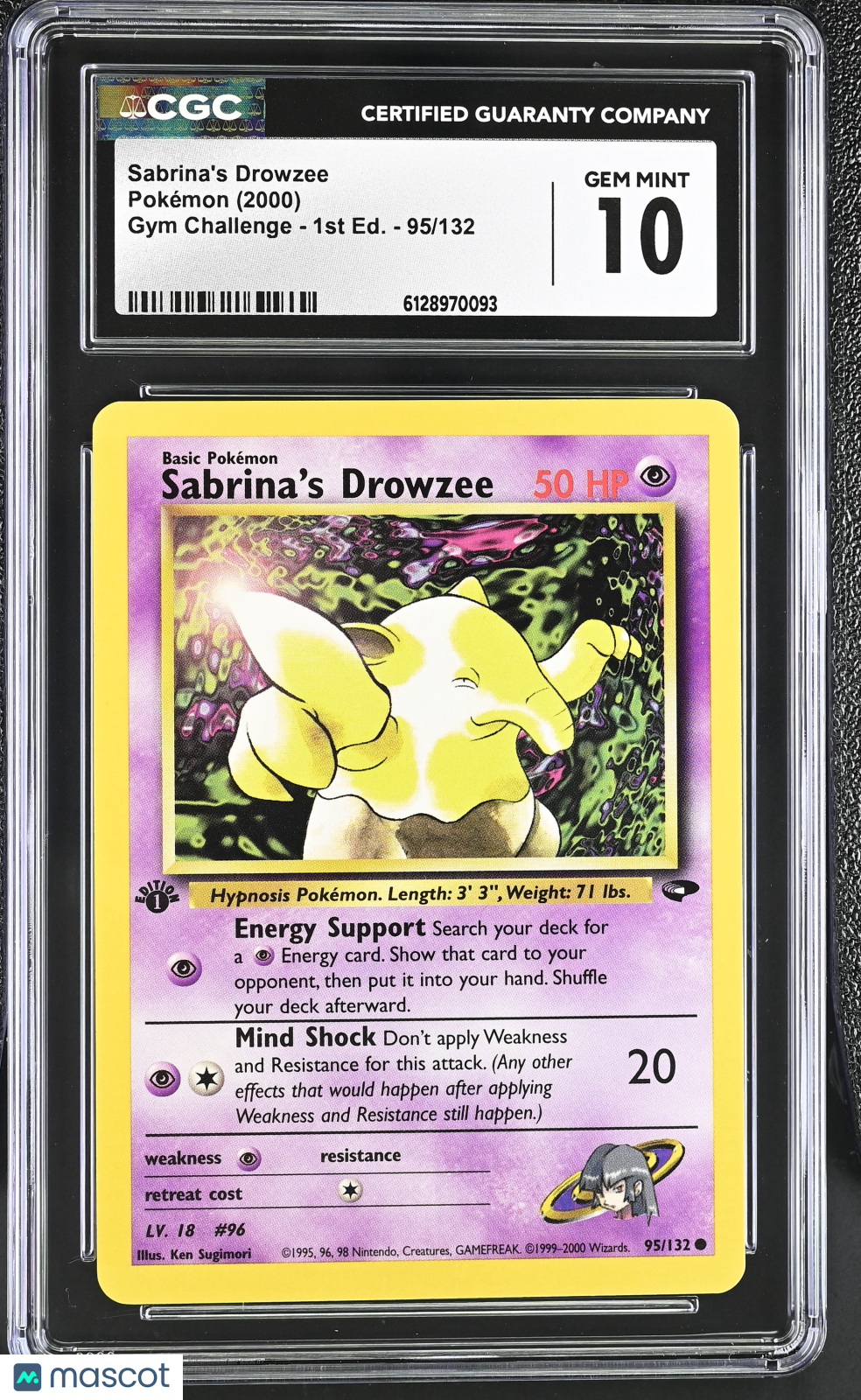 Sabrina's Drowzee 2000 Pokemon Gym Challenge 95/132 1st Edition CGC 10 #95/132
