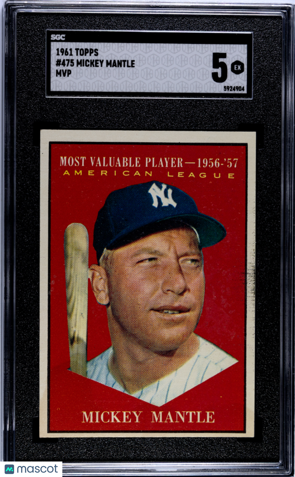 Mickey Mantle 1961 Topps MVP New York Yankees #475 SGC 5