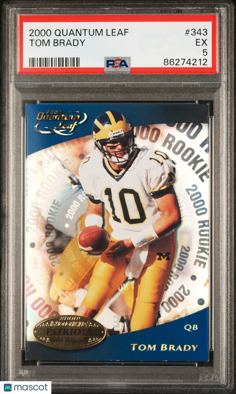 Tom Brady 2000 Quantum Leaf Rookie RC Michigan New England Patriots #343 PSA 5